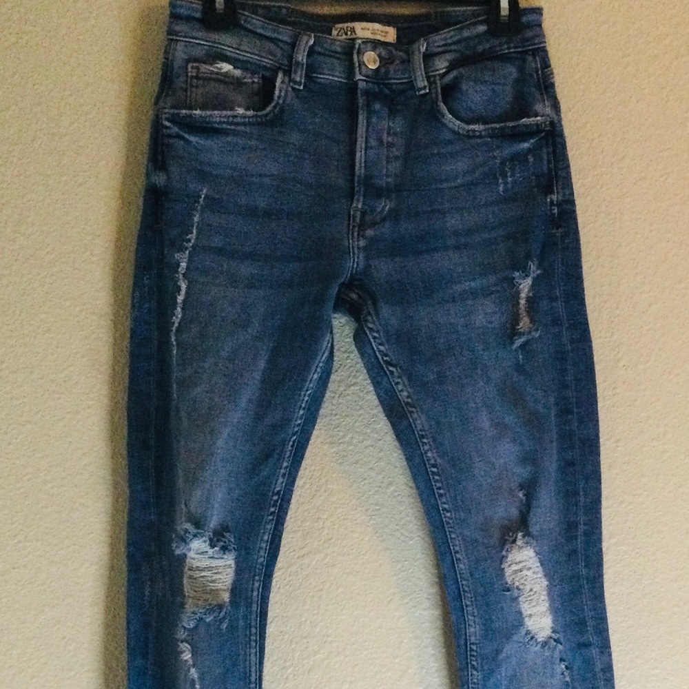 Zara - Men’s Blue Distressed Jeans